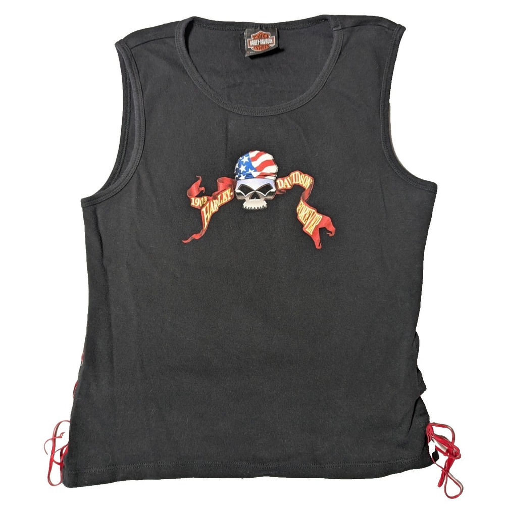 HARLEY-DAVIDSON ORLANDO FLORIDA  Black Side-Lace Double-Sided Tank - Women Large